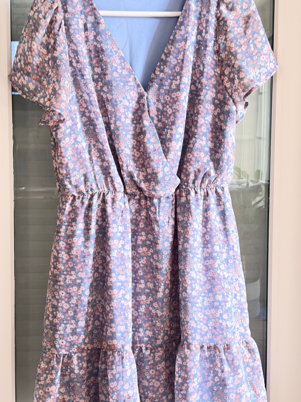 Floral Lavender Tiered Wrap Midi Dress